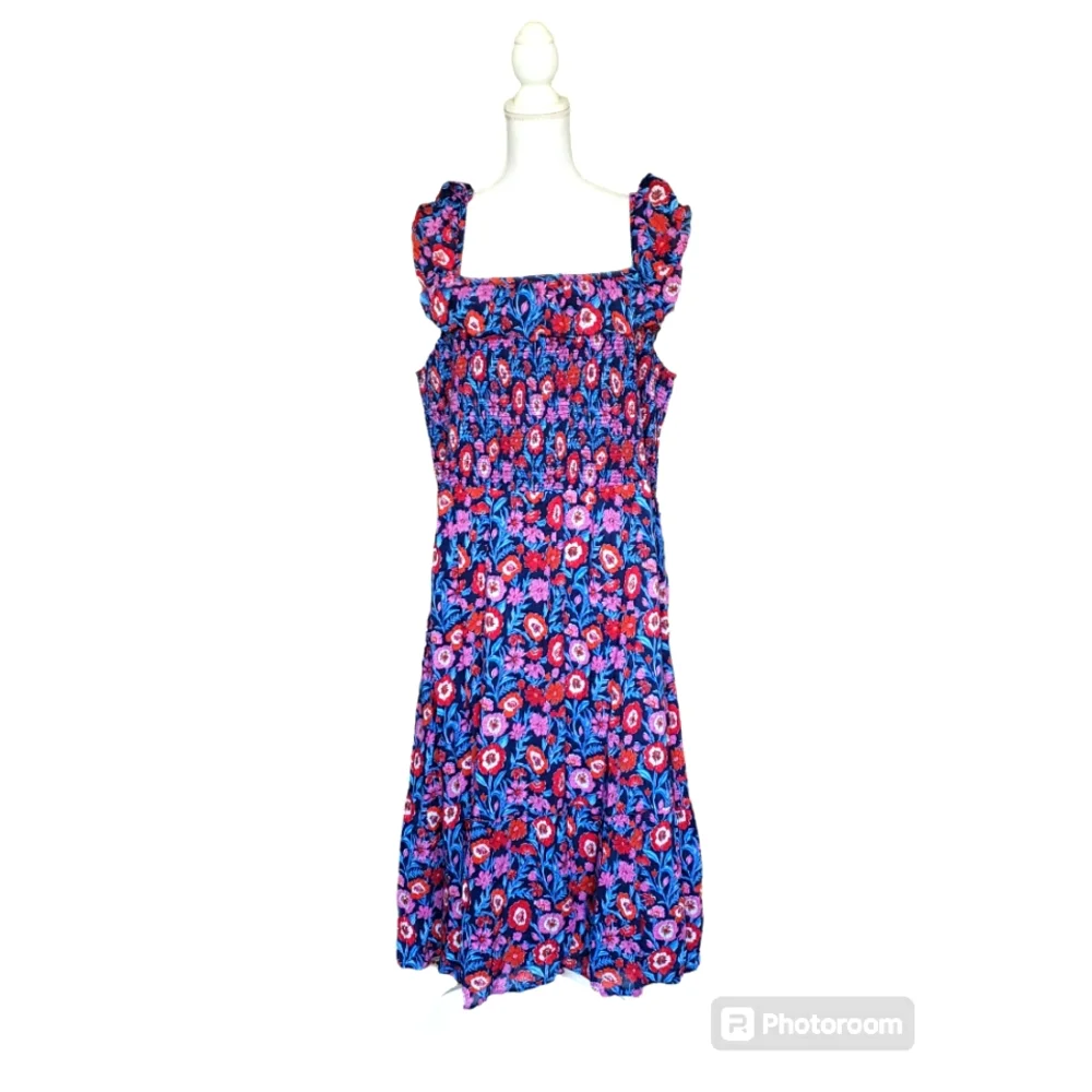 Vineyard Vines Blue and Pink Floral Midi Dress - Picture 1 of 14